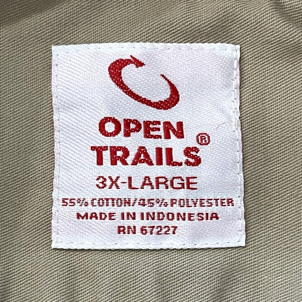 Open Trails Mens Work Shirt 3XL Tan Relaxed Fit Button Down Long Sleeve Pockets - Picture 3 of 6